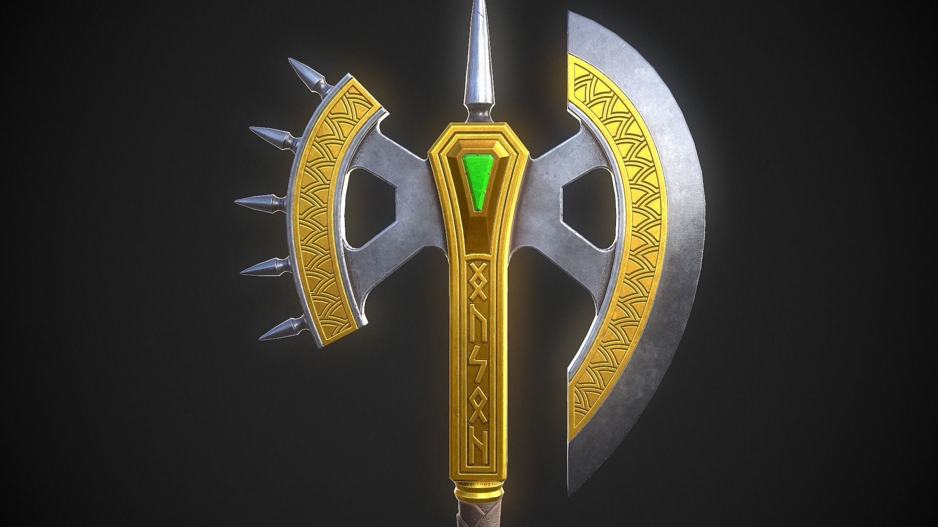 Fantasy Axe 04A Low-poly 3D model_6