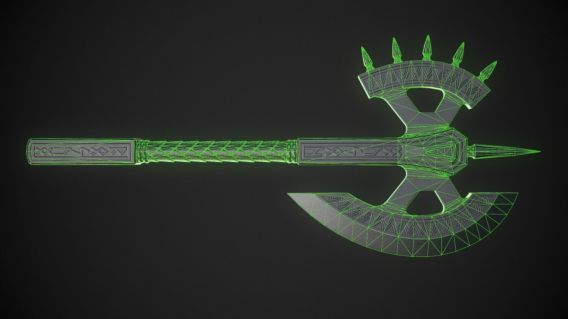 Fantasy Axe 04A Low-poly 3D model_10