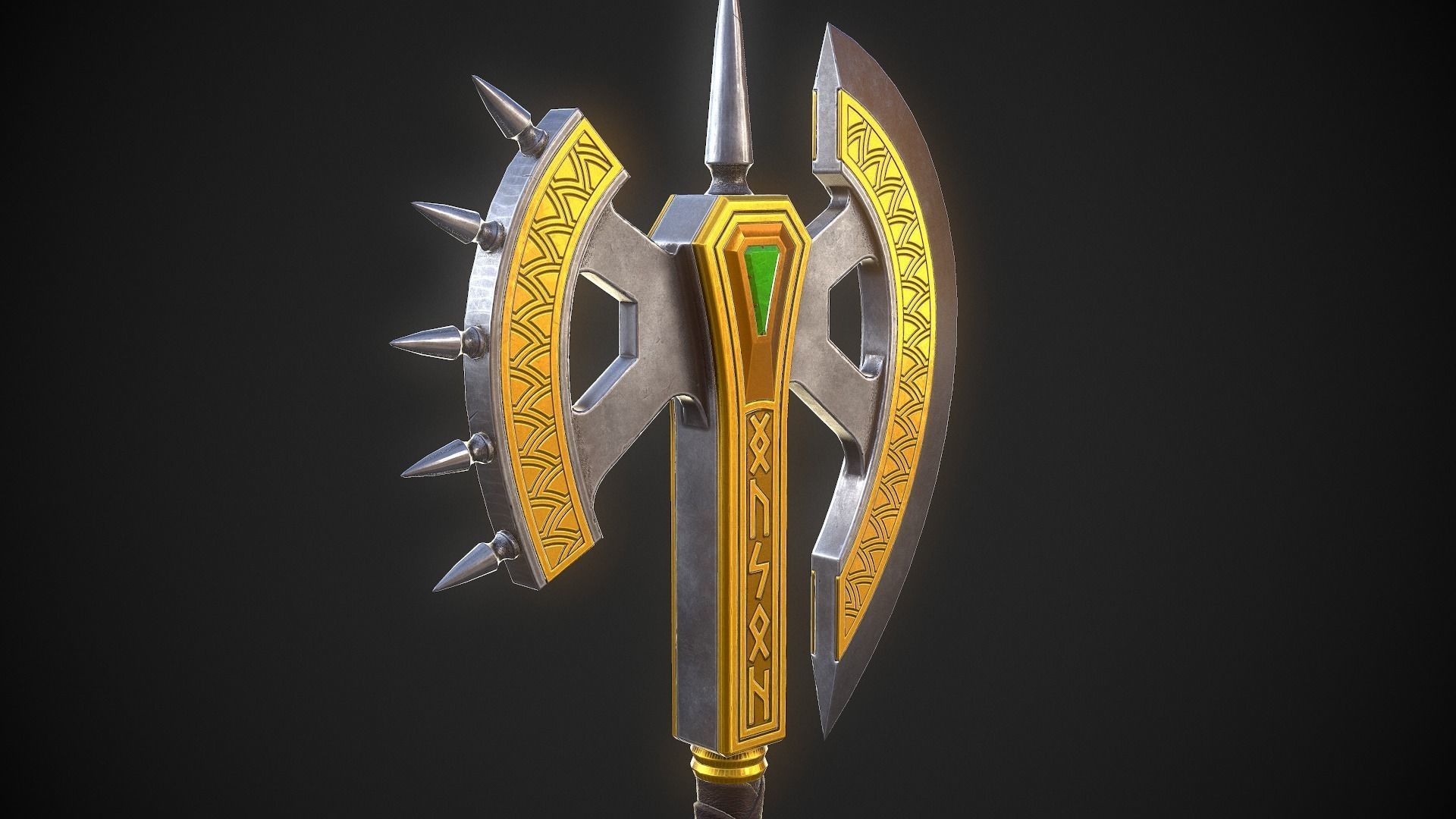 Fantasy Axe 04A Low-poly 3D model_8