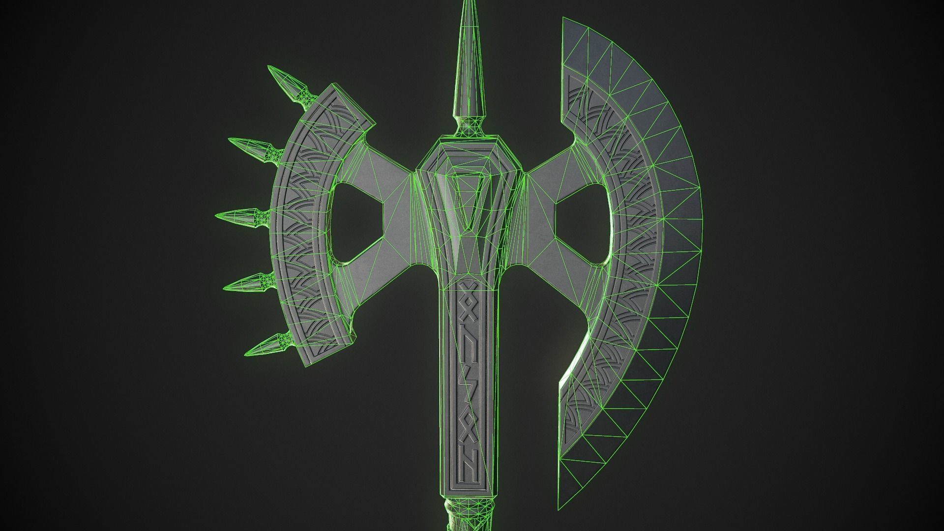 Fantasy Axe 04A Low-poly 3D model_13