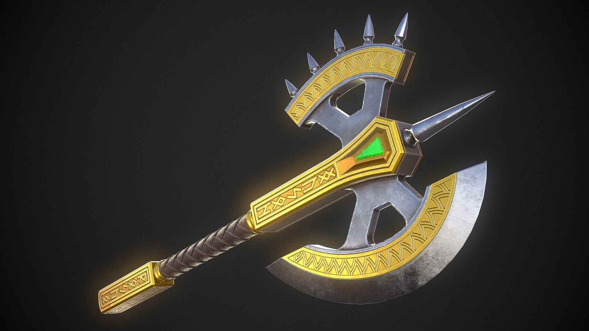 Fantasy Axe 04A Low-poly 3D model_4