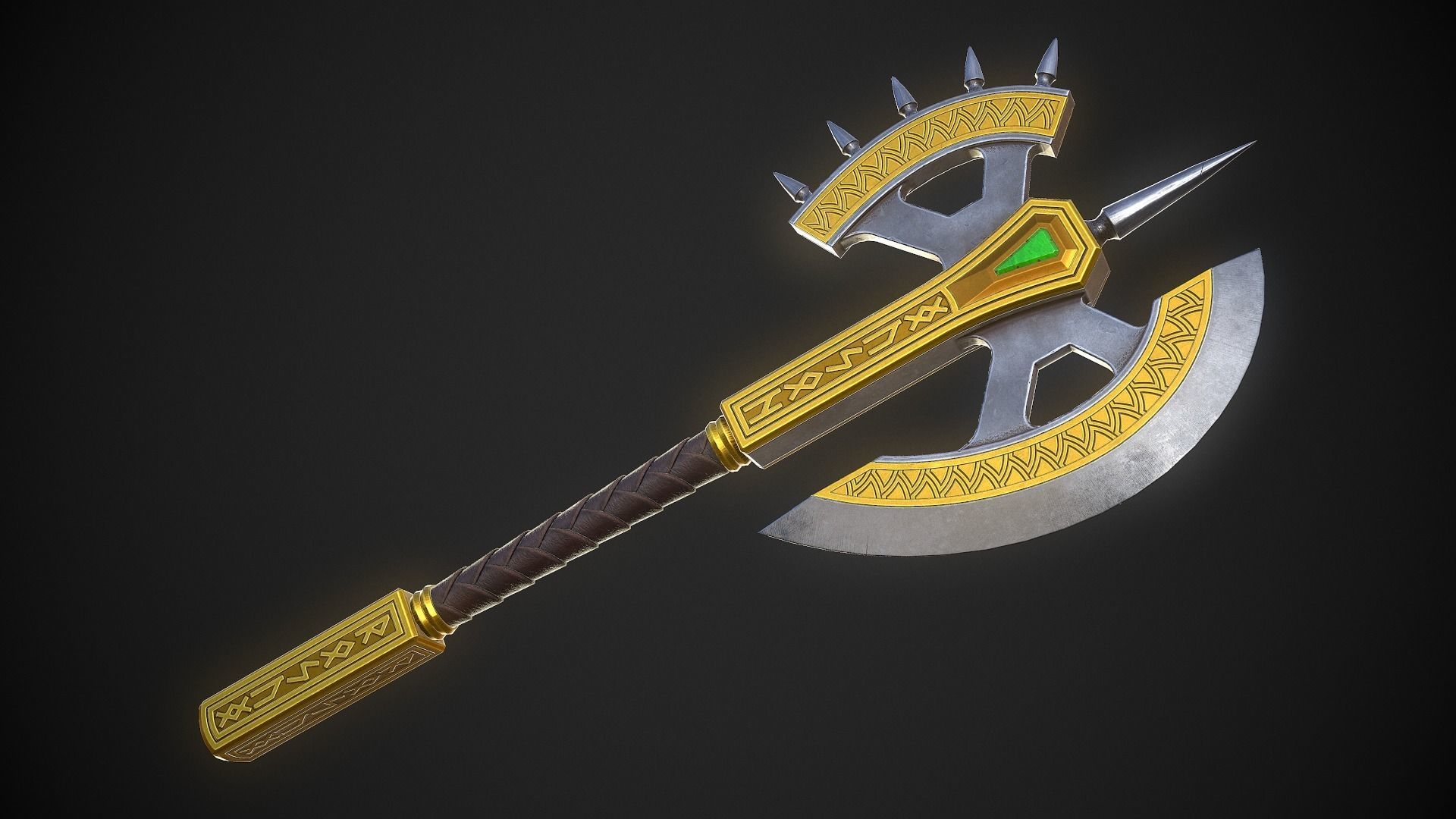 Fantasy Axe 04A Low-poly 3D model_3