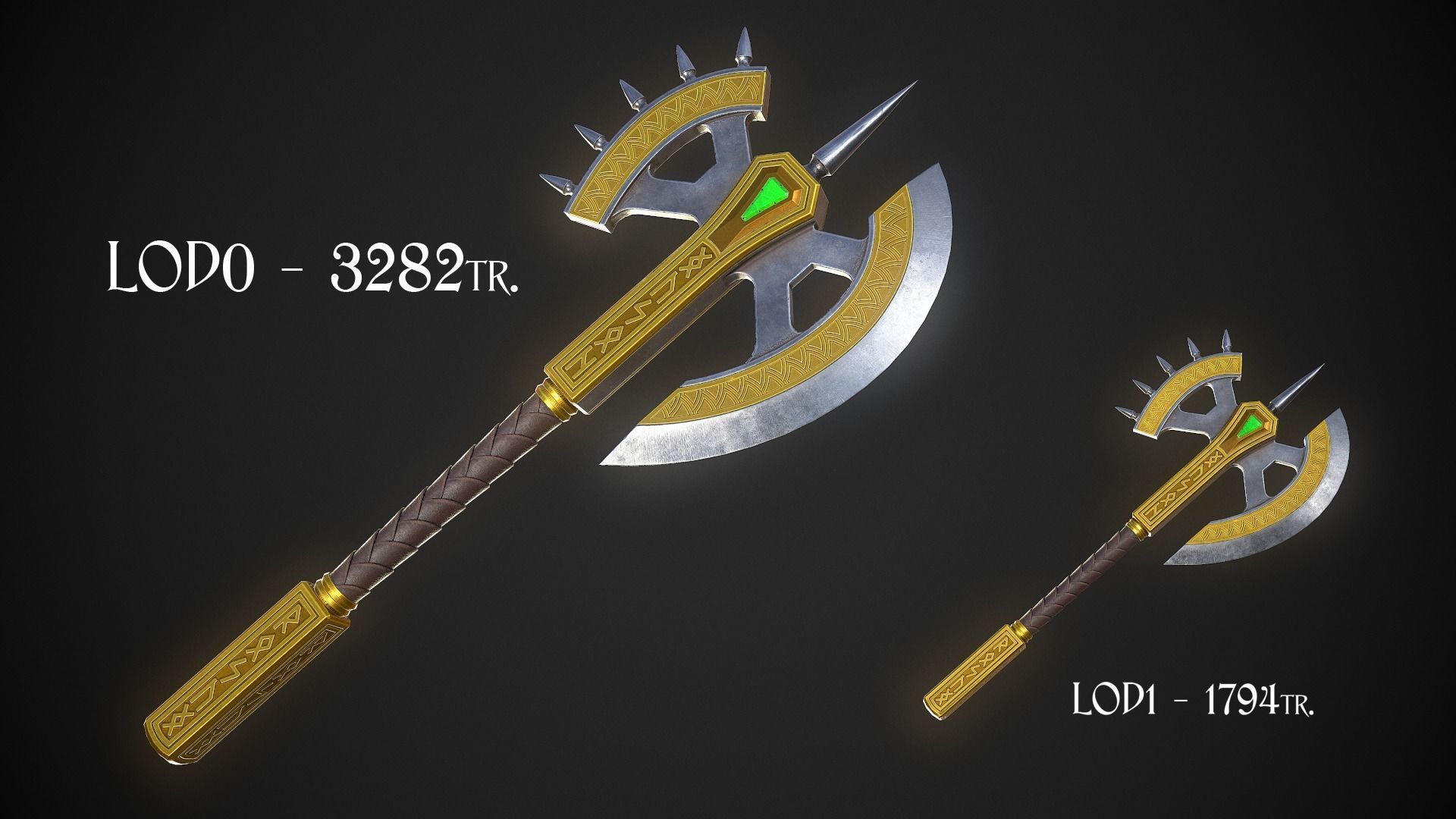 Fantasy Axe 04A Low-poly 3D model_1