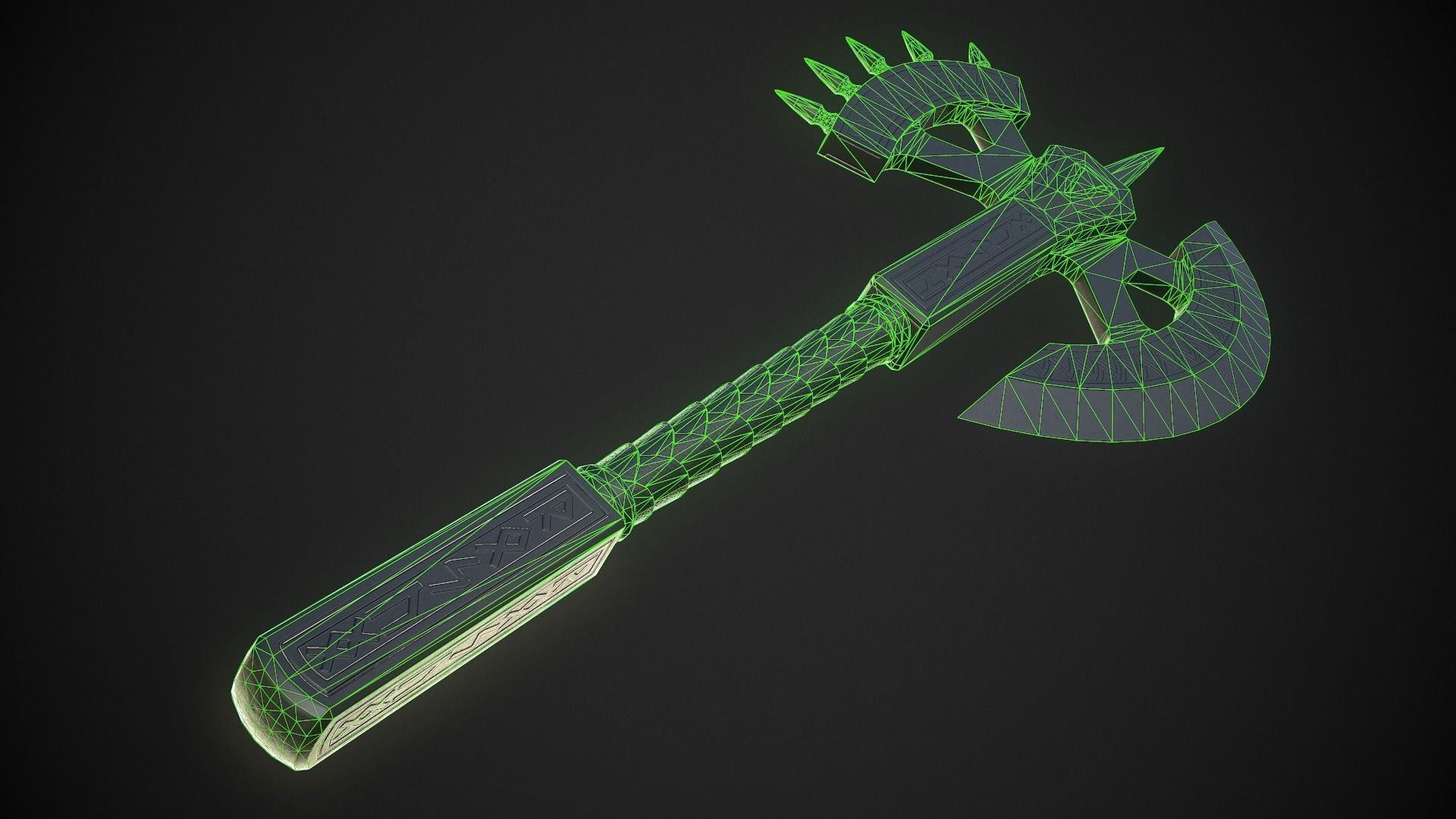 Fantasy Axe 04A Low-poly 3D model_12