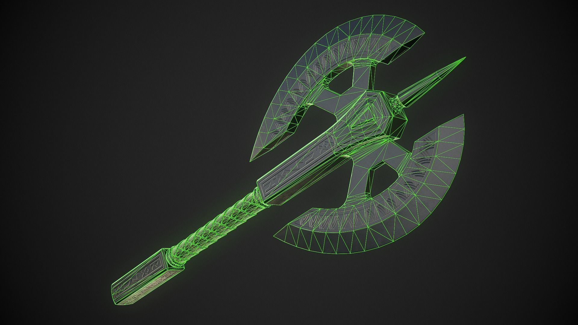 Fantasy Axe 04B Low-poly 3D model_9