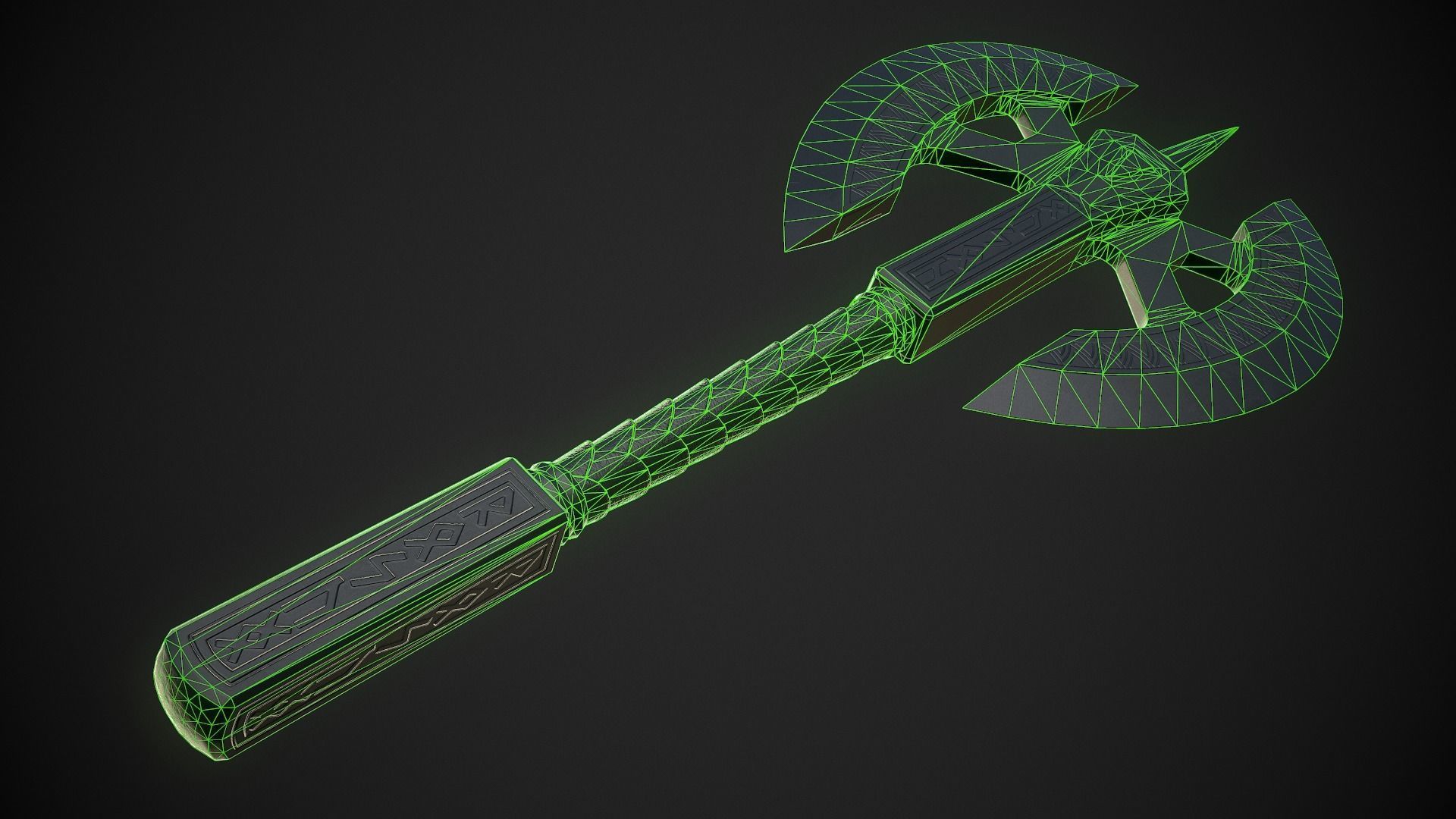 Fantasy Axe 04B Low-poly 3D model_10