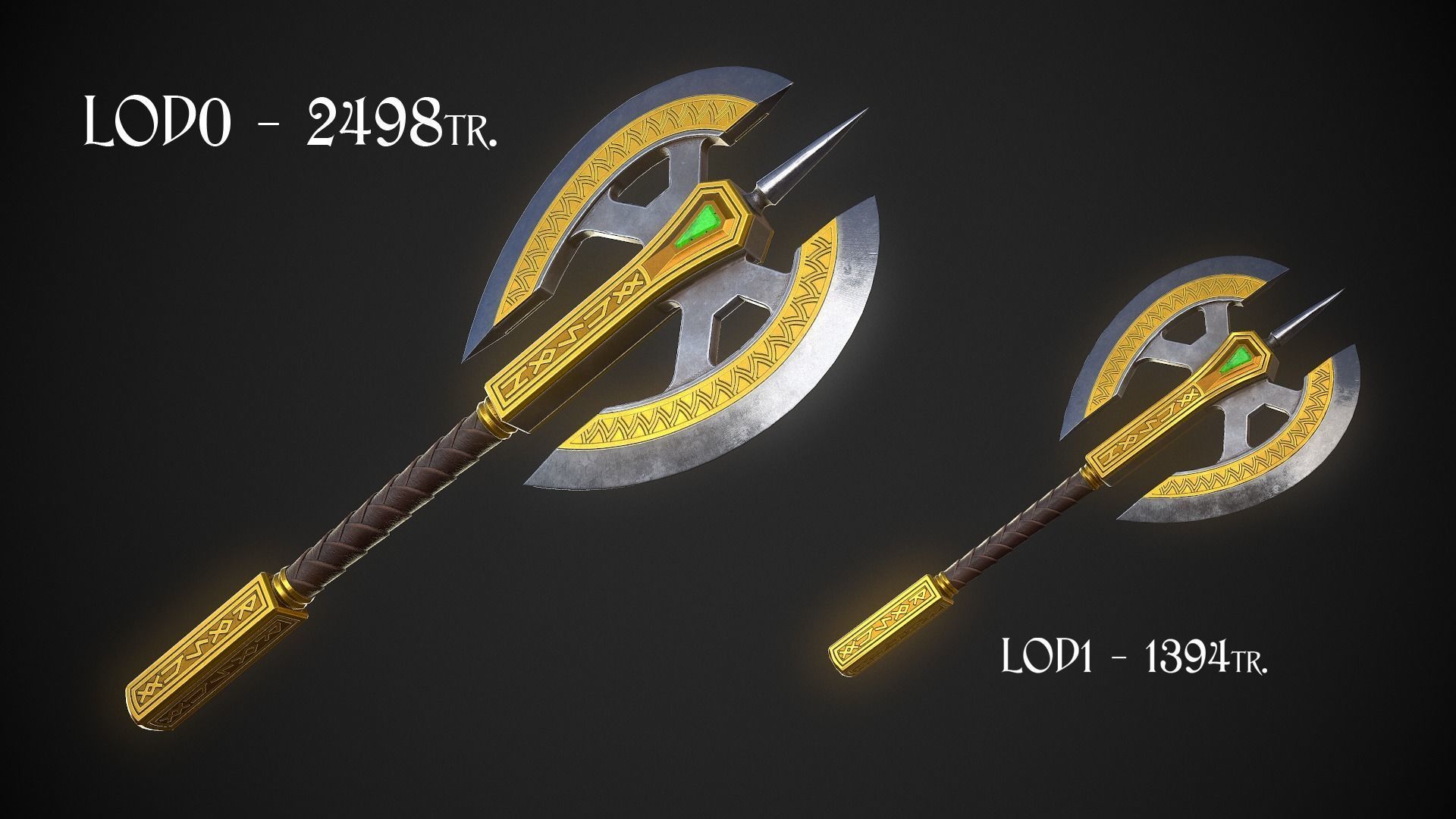 Fantasy Axe 04B Low-poly 3D model_1