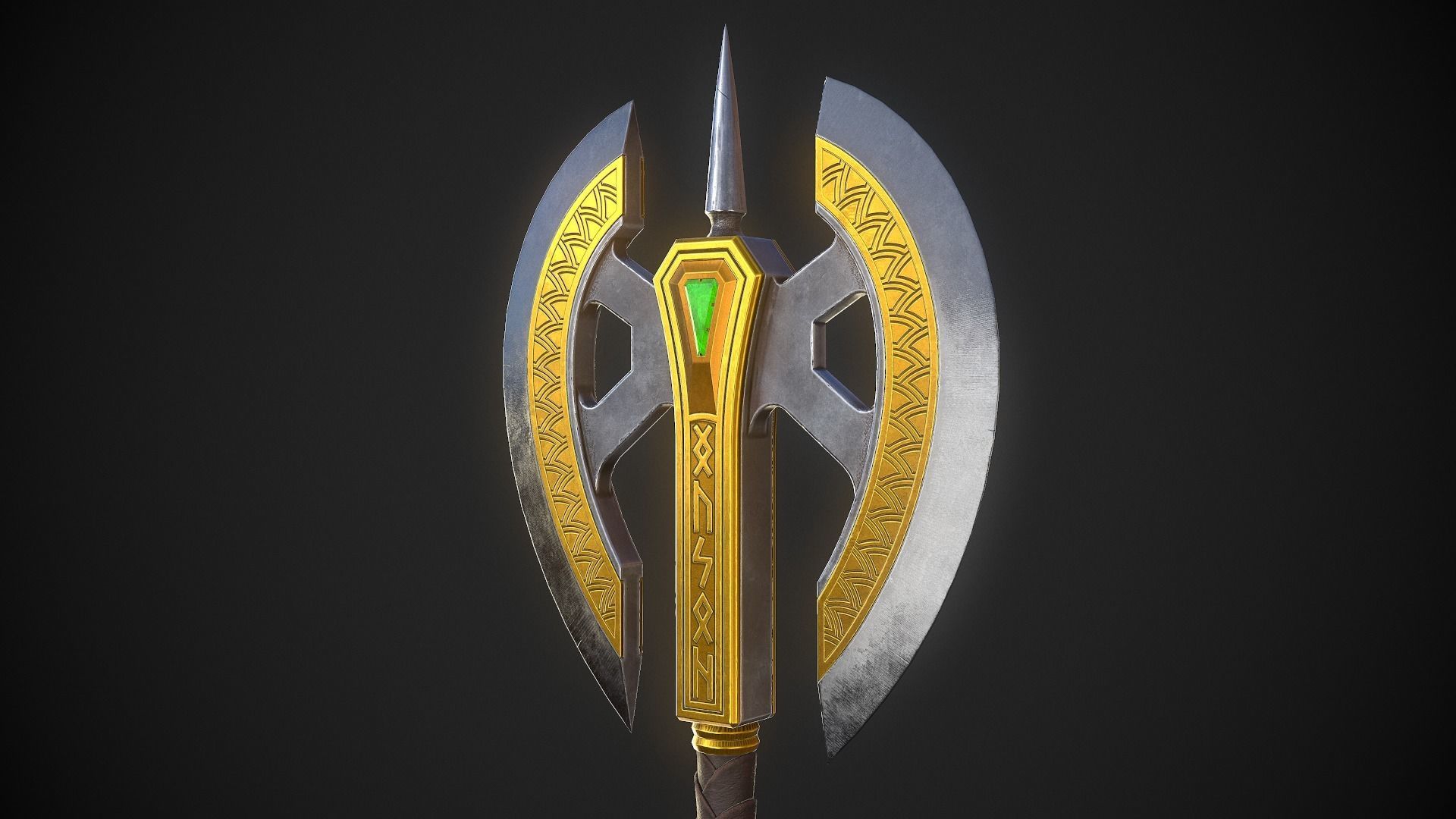 Fantasy Axe 04B Low-poly 3D model_6