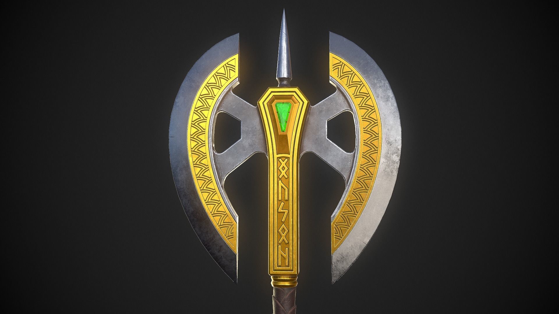 Fantasy Axe 04B Low-poly 3D model_5