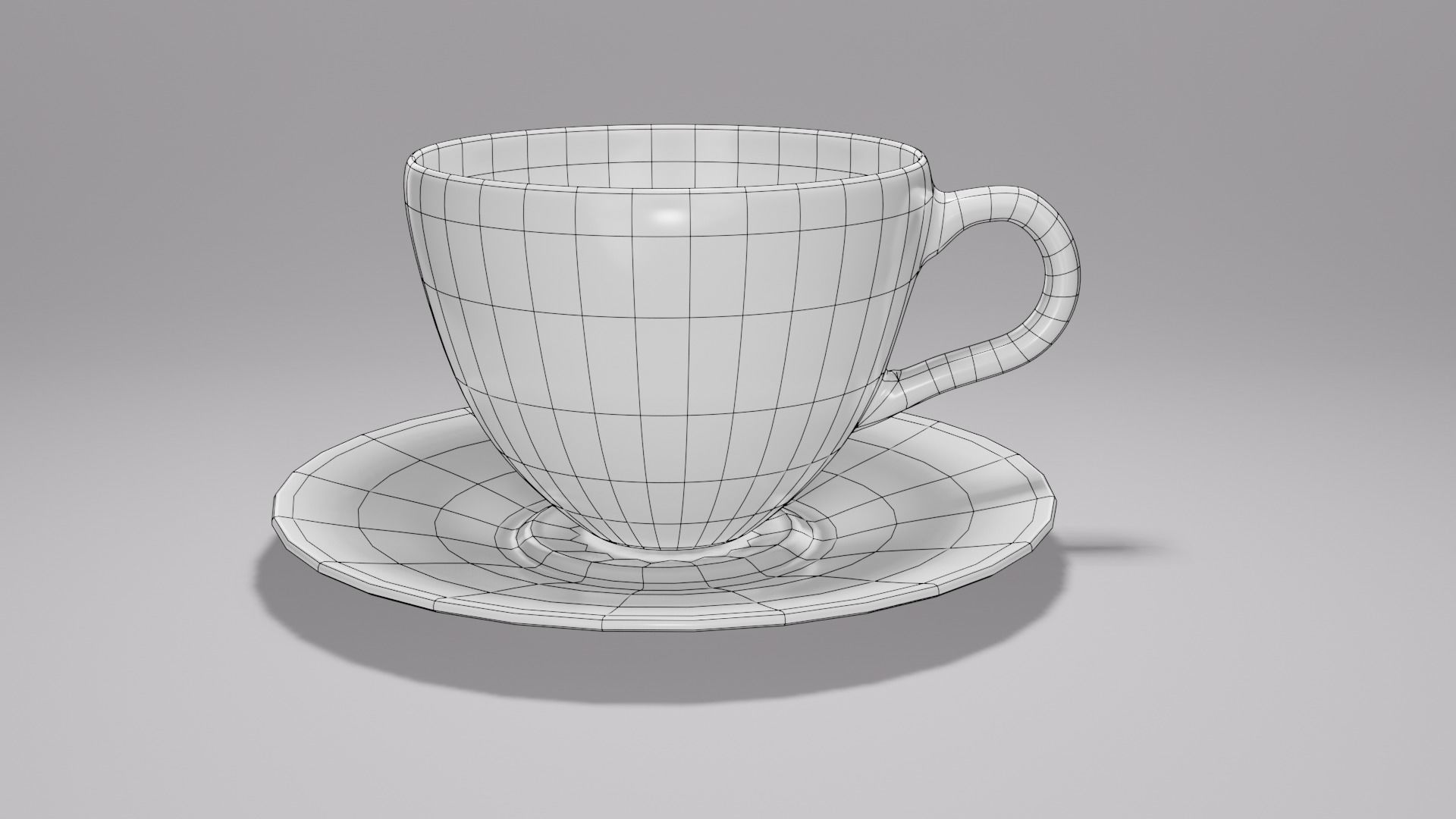Tea Coffee cup and Saucer Cartoon 3D model_3