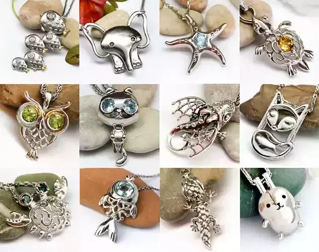 Small and cute animal pendants set printable 3d models bundle 3D print model