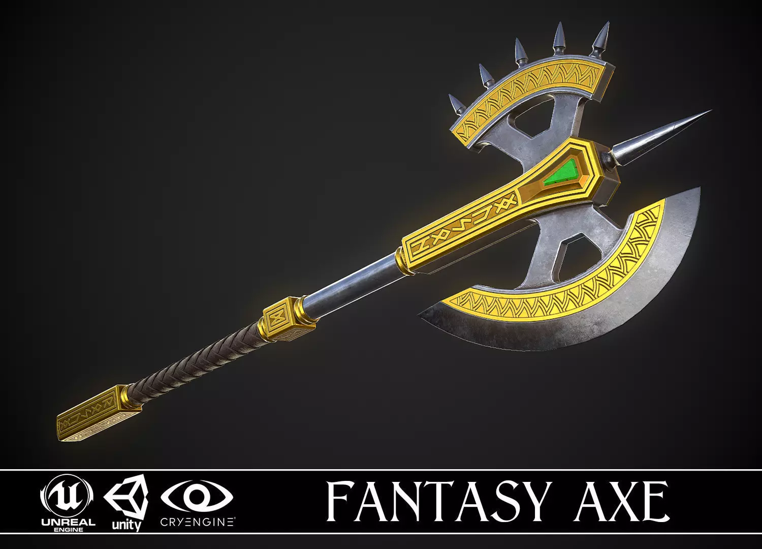 Fantasy Axe 04C Low-poly 3D model_0