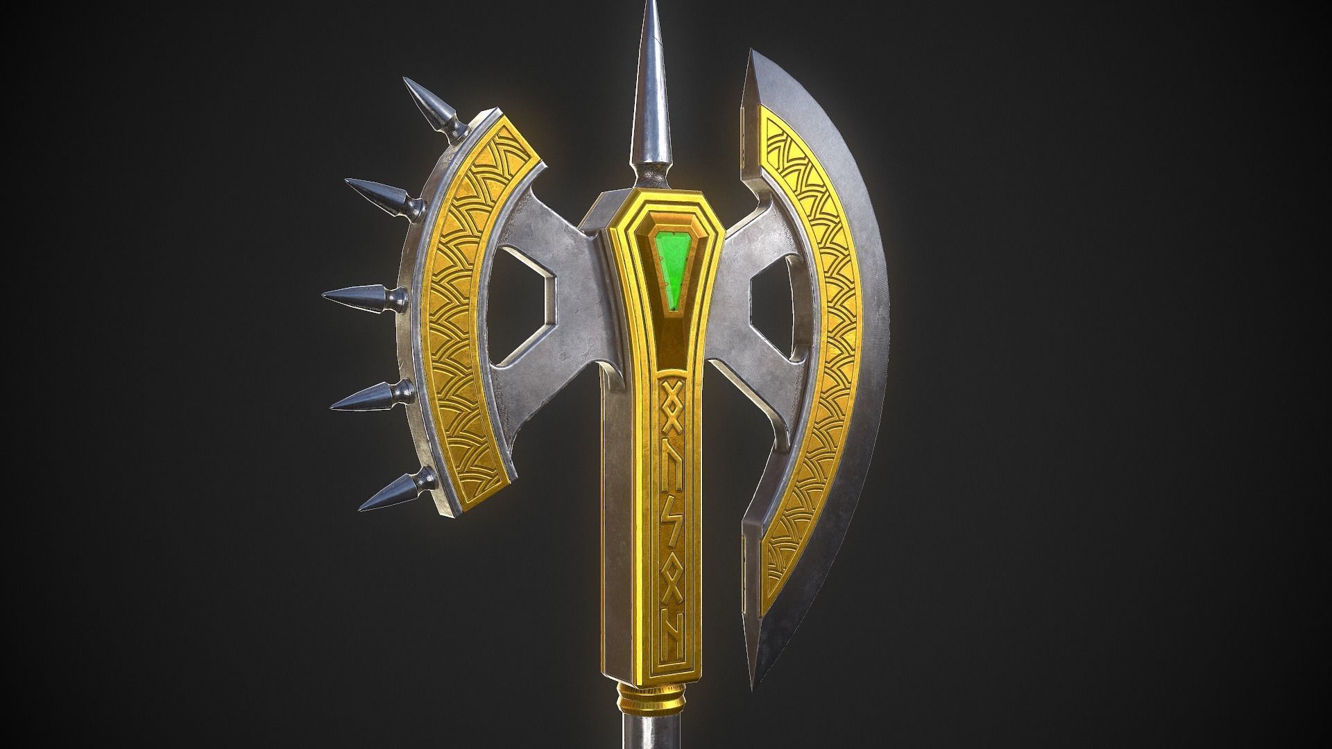 Fantasy Axe 04C Low-poly 3D model_7