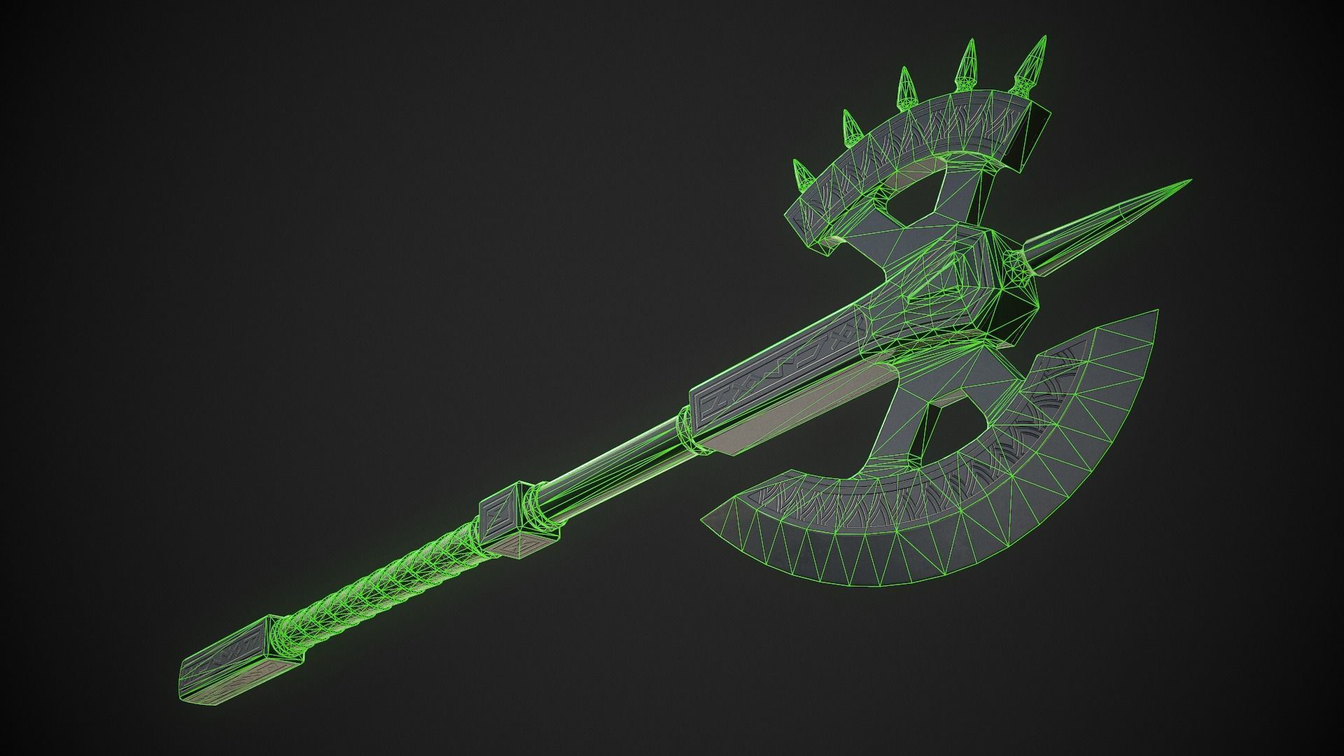 Fantasy Axe 04C Low-poly 3D model_10