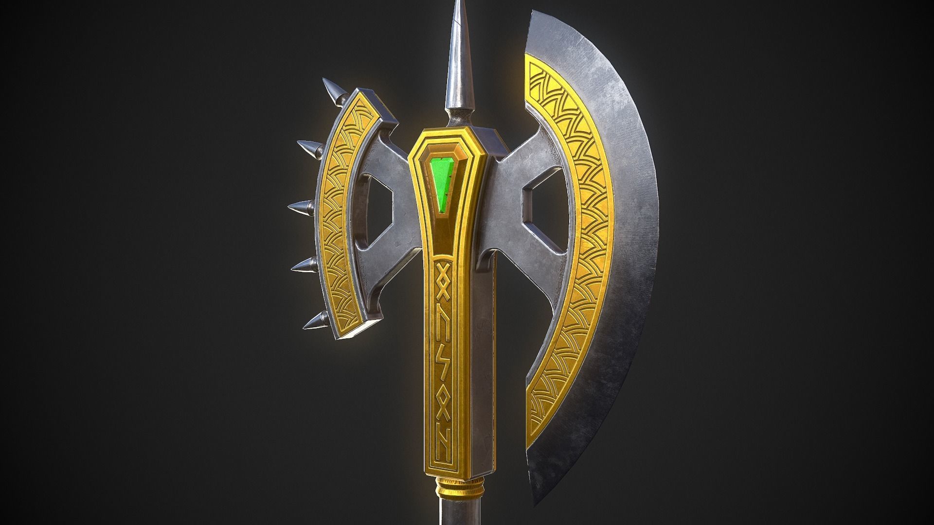 Fantasy Axe 04C Low-poly 3D model_6