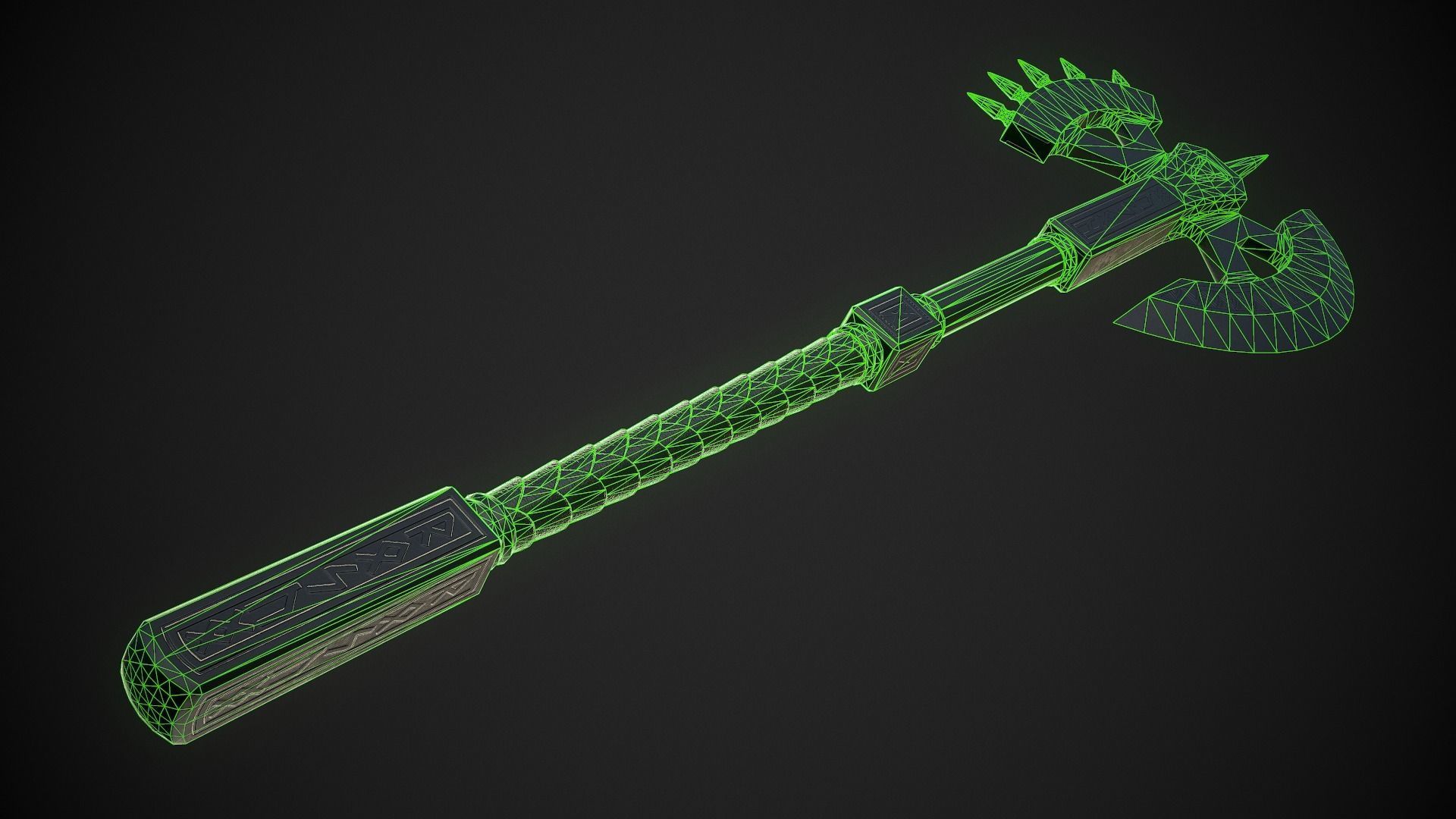 Fantasy Axe 04C Low-poly 3D model_11