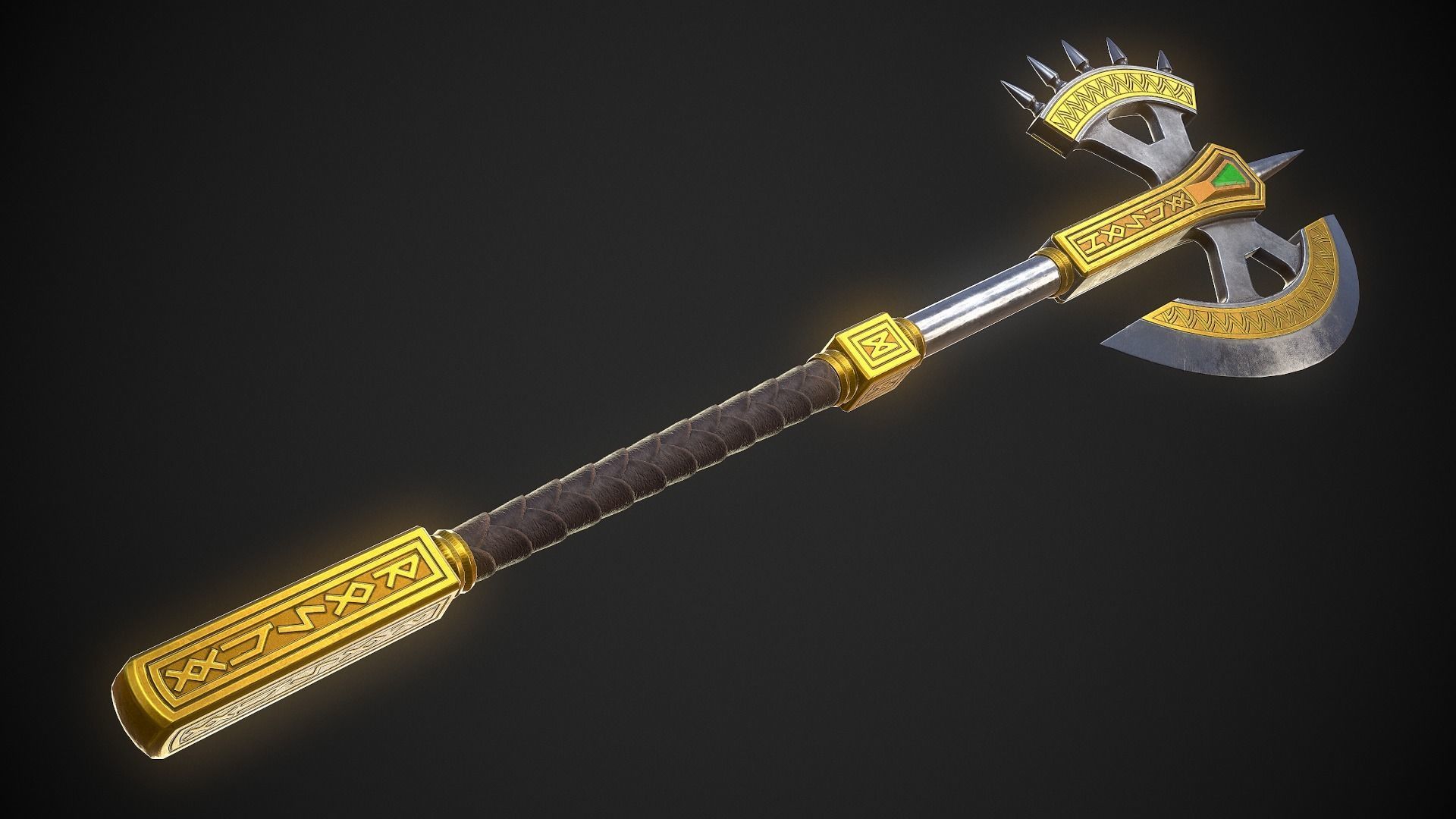 Fantasy Axe 04C Low-poly 3D model_4