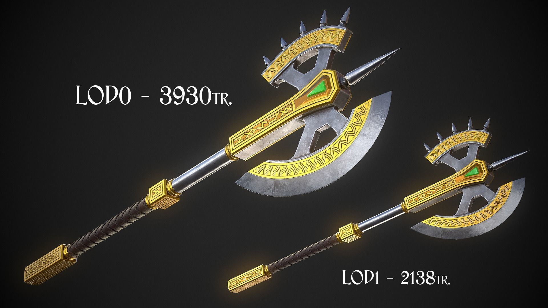 Fantasy Axe 04C Low-poly 3D model_1