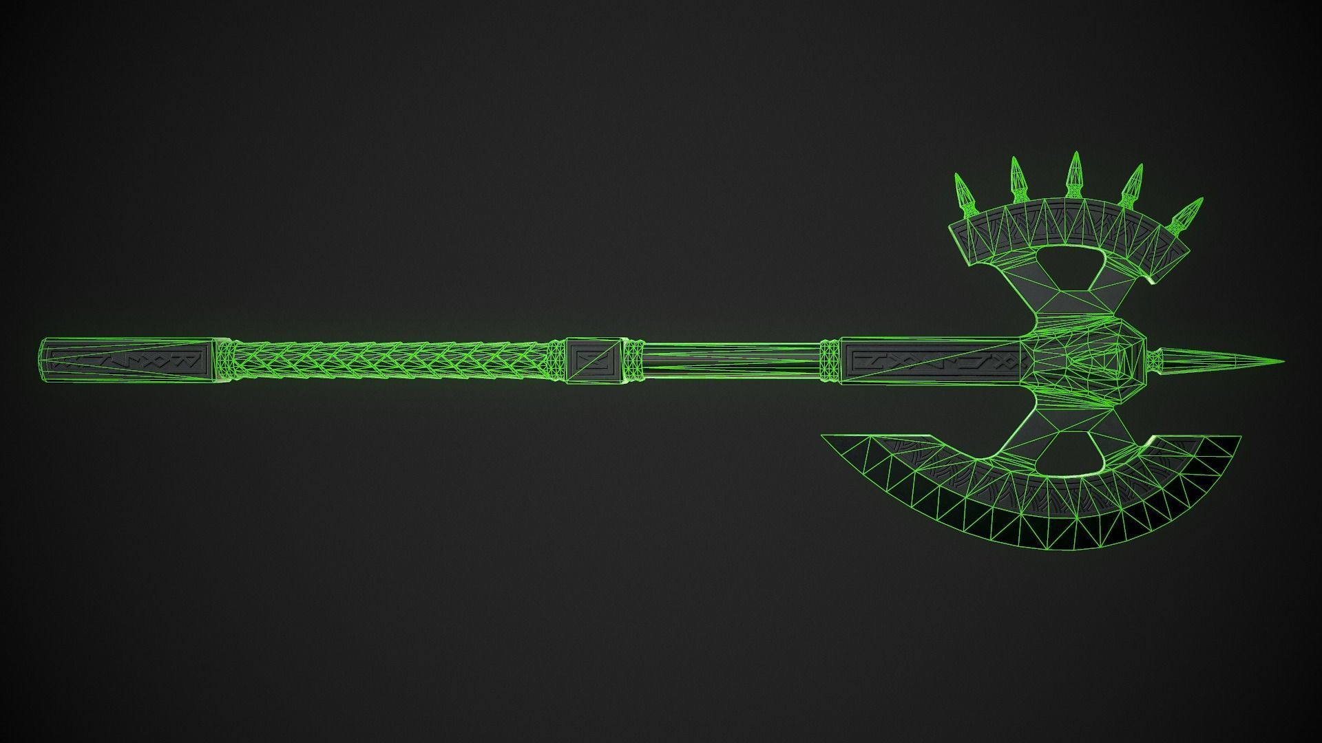 Fantasy Axe 04C Low-poly 3D model_9