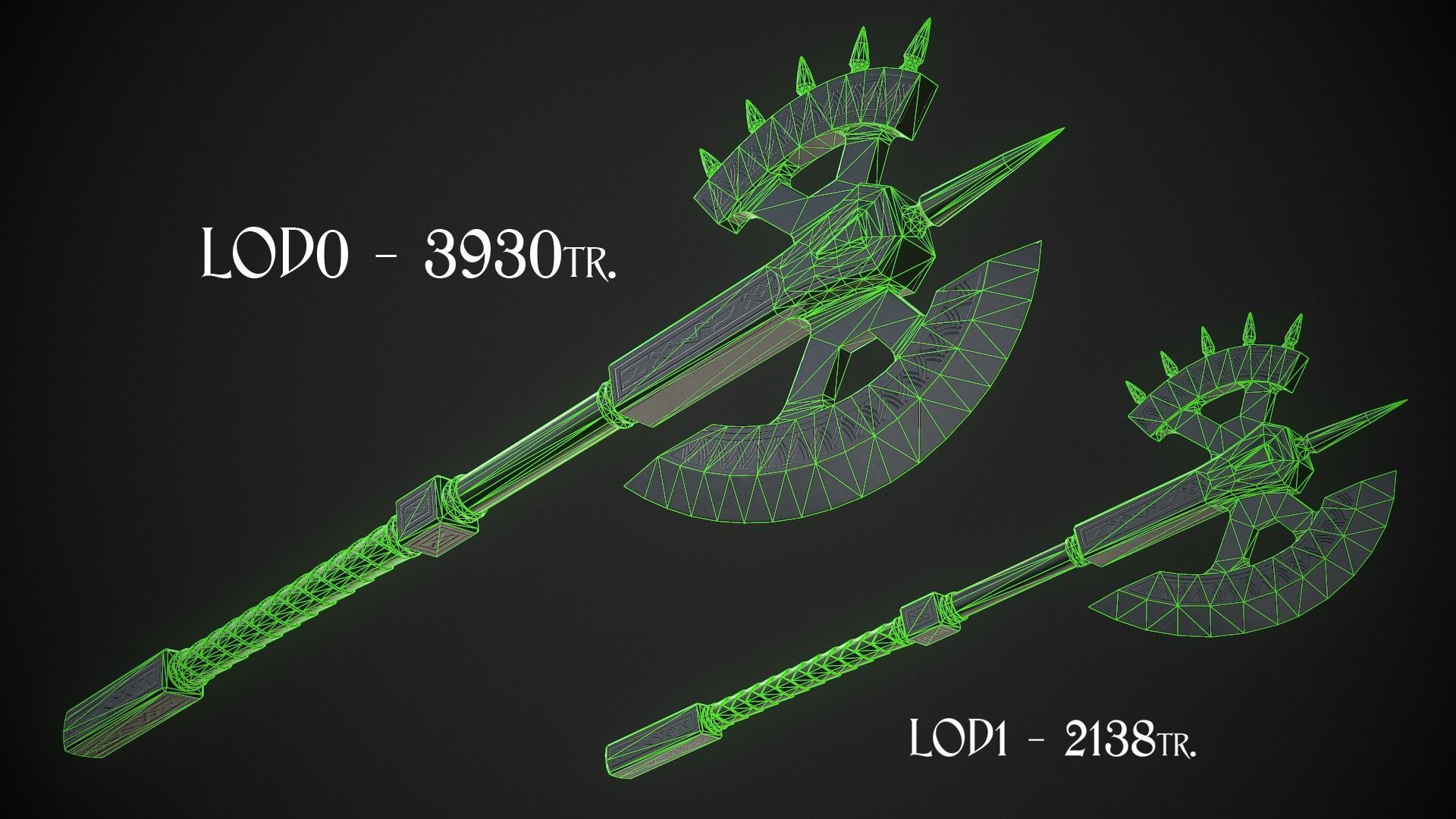 Fantasy Axe 04C Low-poly 3D model_8