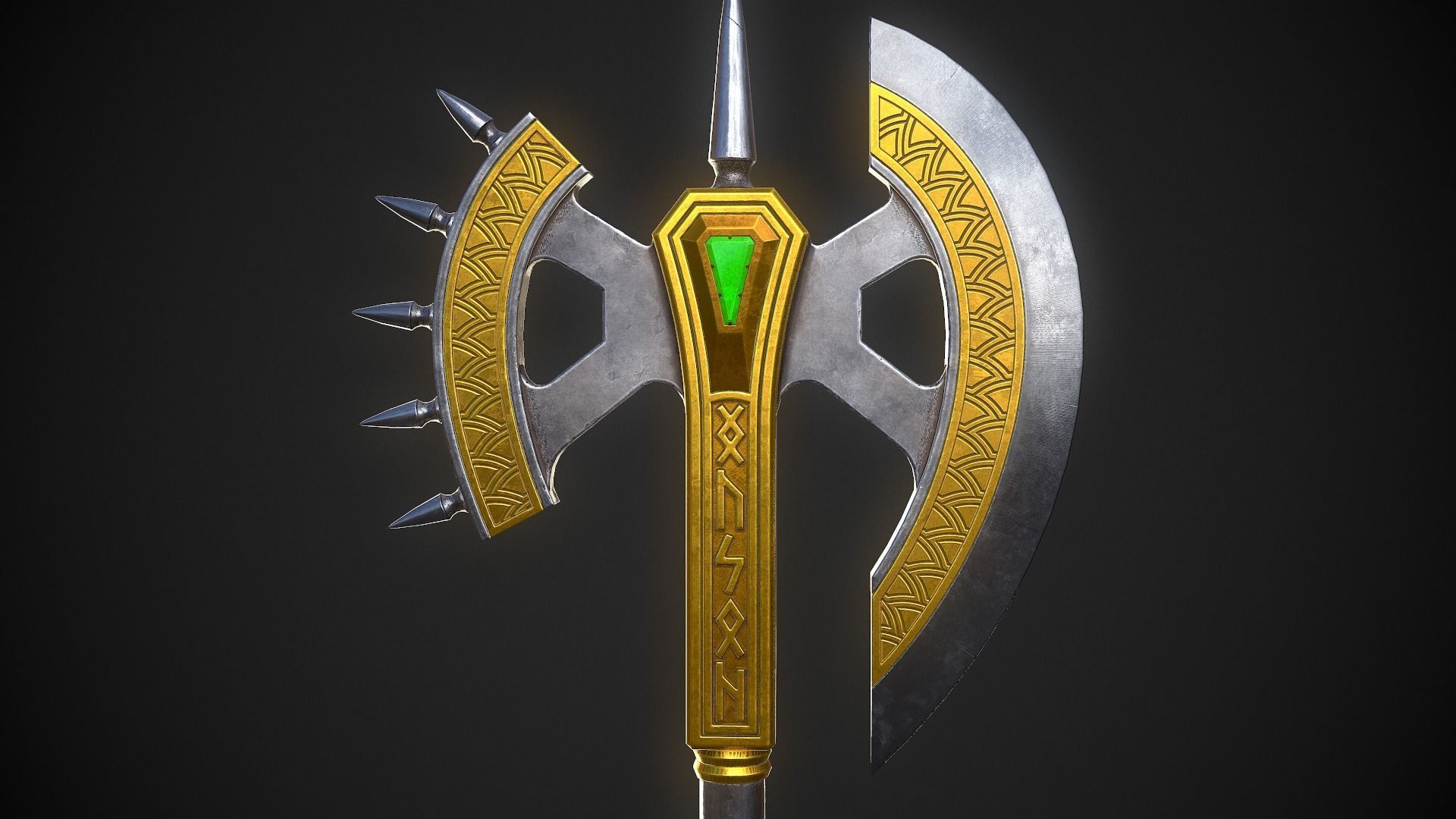 Fantasy Axe 04C Low-poly 3D model_5