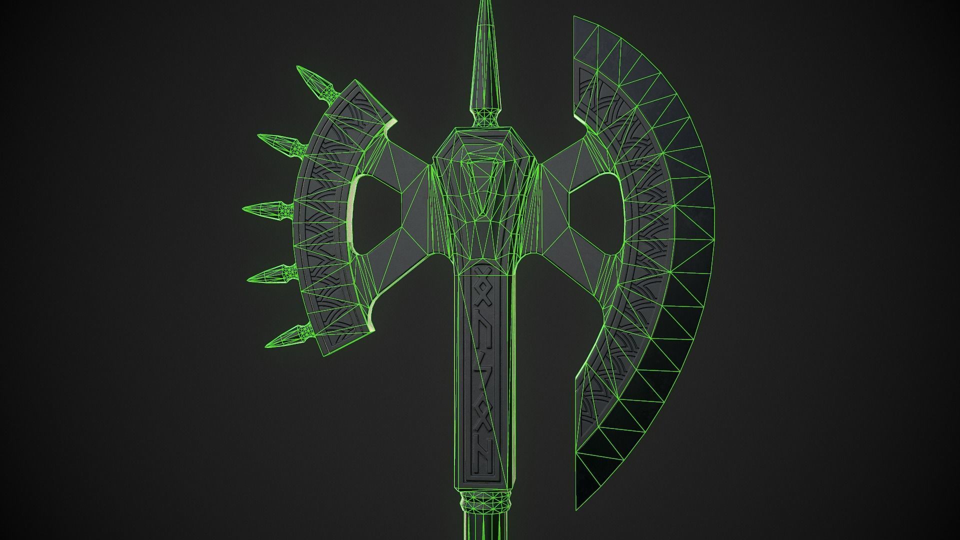 Fantasy Axe 04C Low-poly 3D model_12