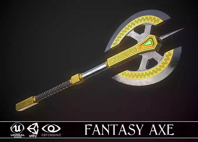 Fantasy Axe 04D Low-poly 3D model