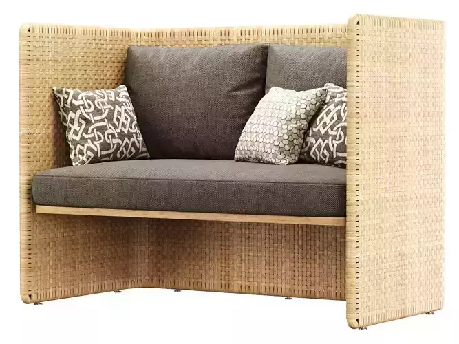 Monica rattan restaurant sofa 