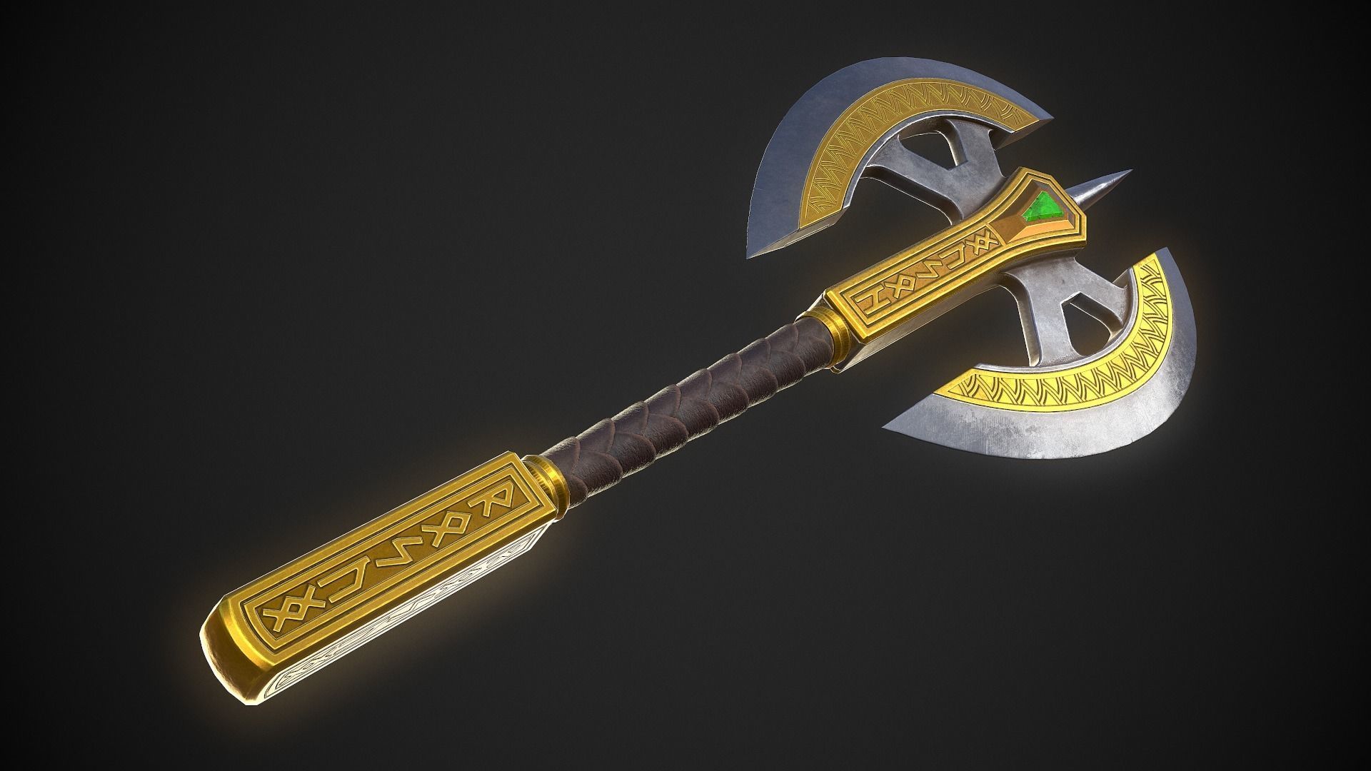 Fantasy Axe 04 - 4 Variations 3D Model Collection_8