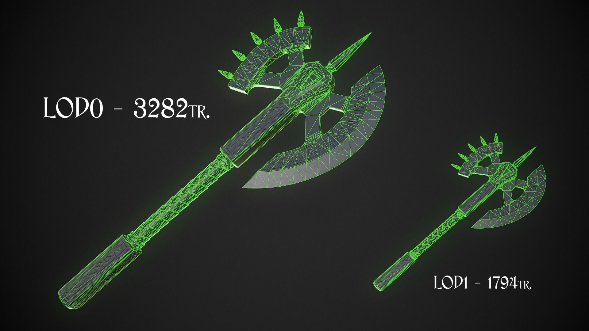 Fantasy Axe 04 - 4 Variations 3D Model Collection_5