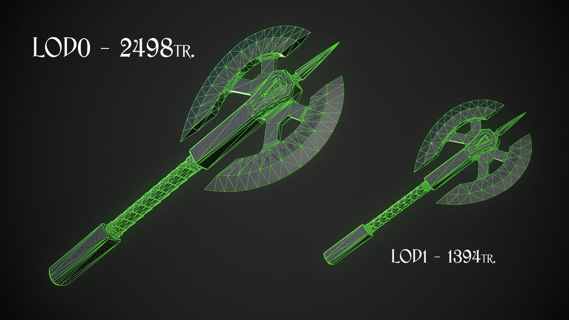 Fantasy Axe 04 - 4 Variations 3D Model Collection_10