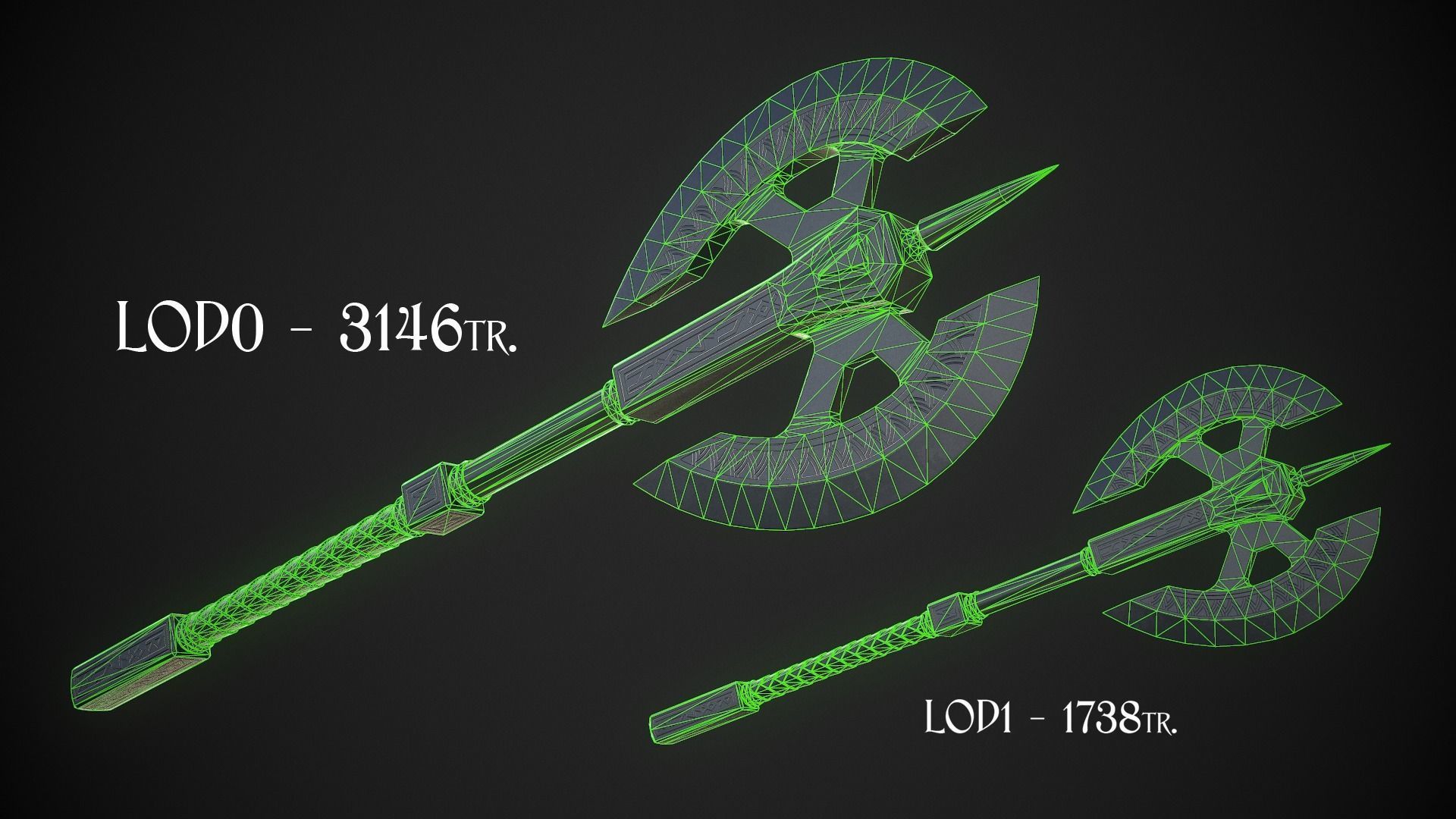 Fantasy Axe 04 - 4 Variations 3D Model Collection_20