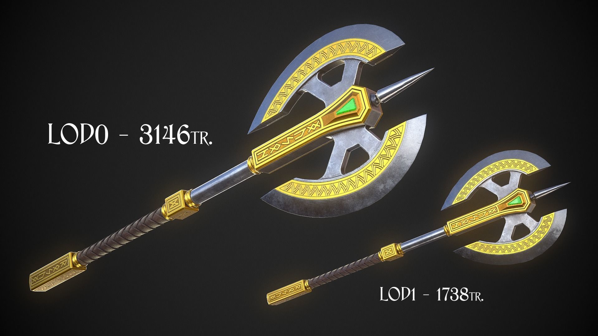 Fantasy Axe 04 - 4 Variations 3D Model Collection_16