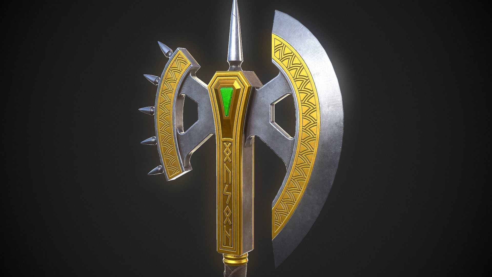 Fantasy Axe 04 - 4 Variations 3D Model Collection_4