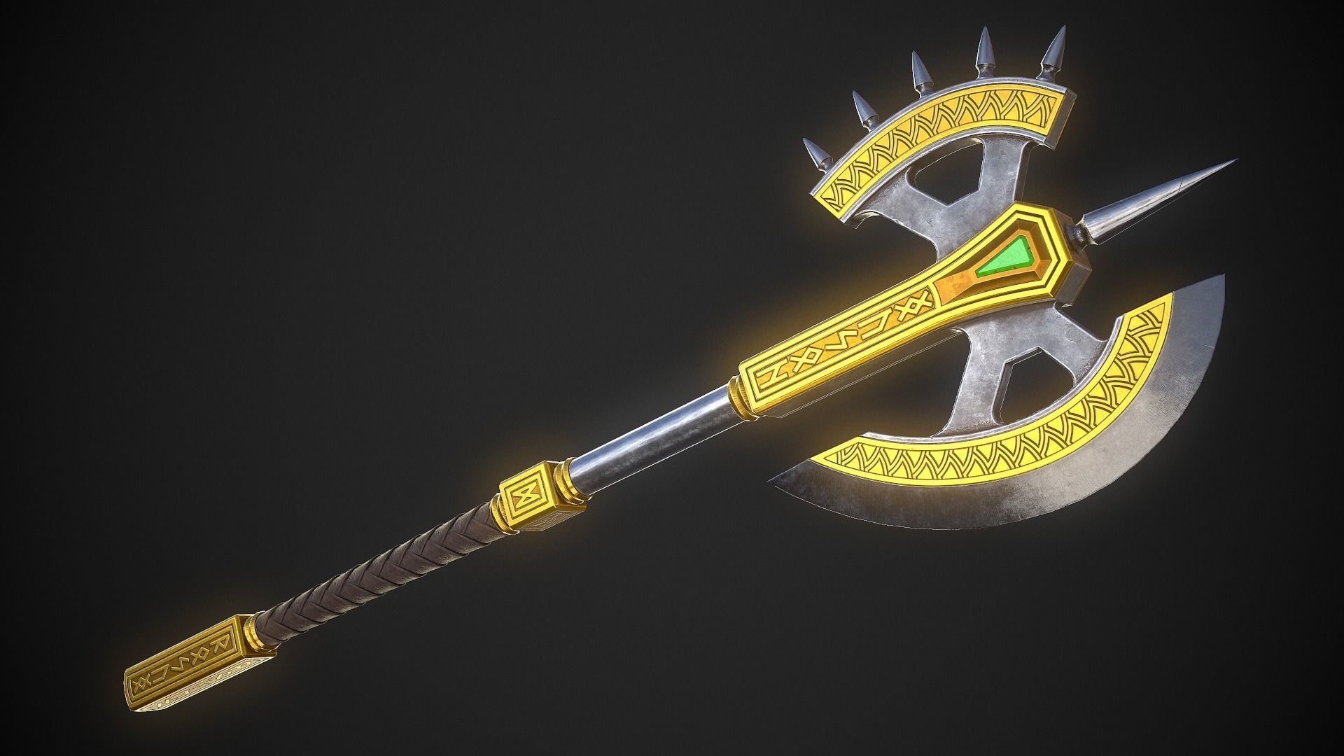 Fantasy Axe 04 - 4 Variations 3D Model Collection_12