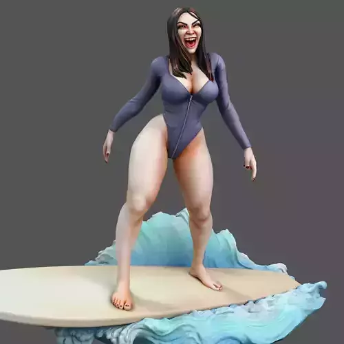 Carol woman on surfboard 3D print model