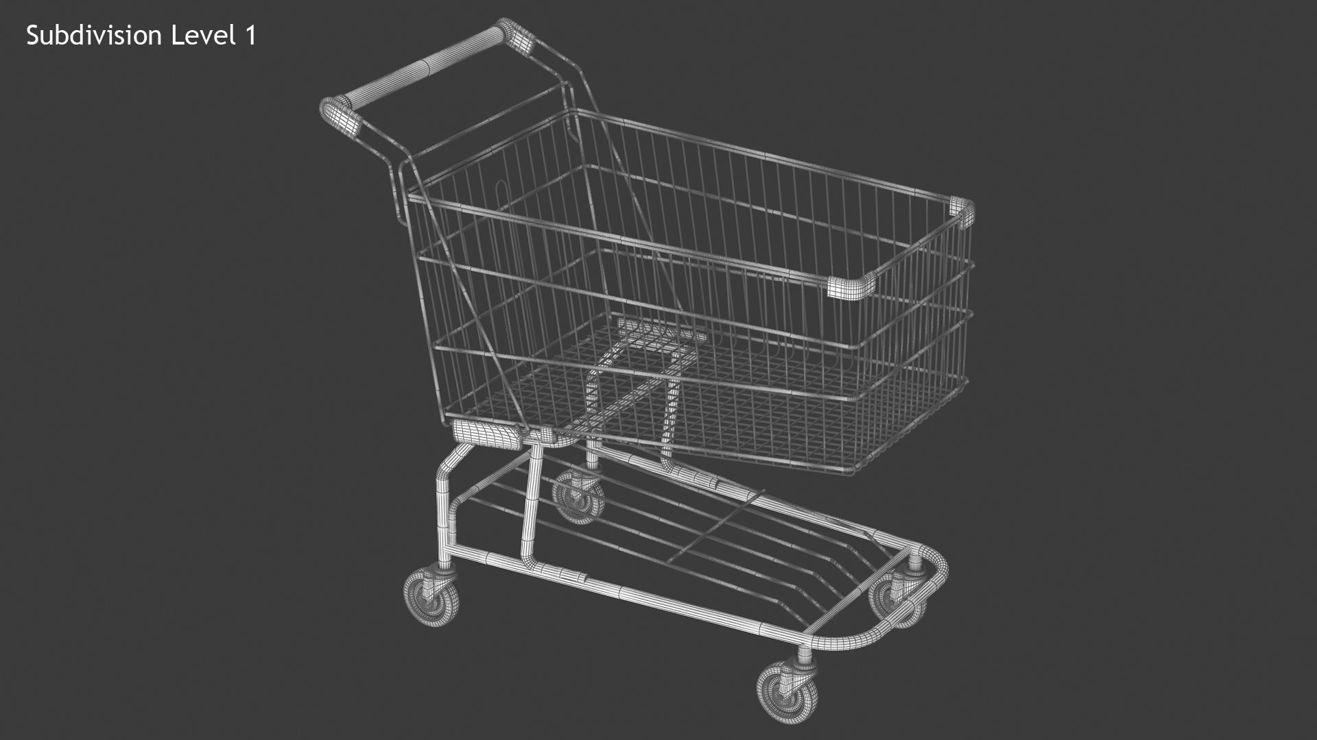 Shopping Cart Low-poly 3D model_10