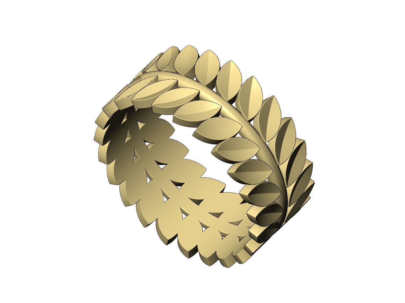 Double row eternity leaf motif band US size 5to13 3D print model_3