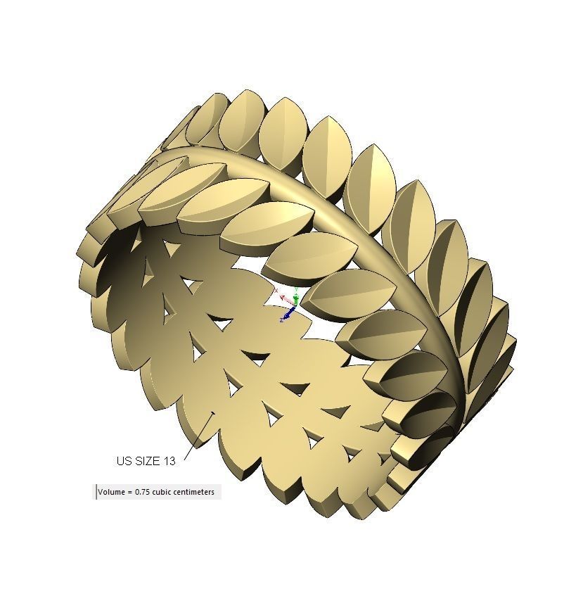 Double row eternity leaf motif band US size 5to13 3D print model_9