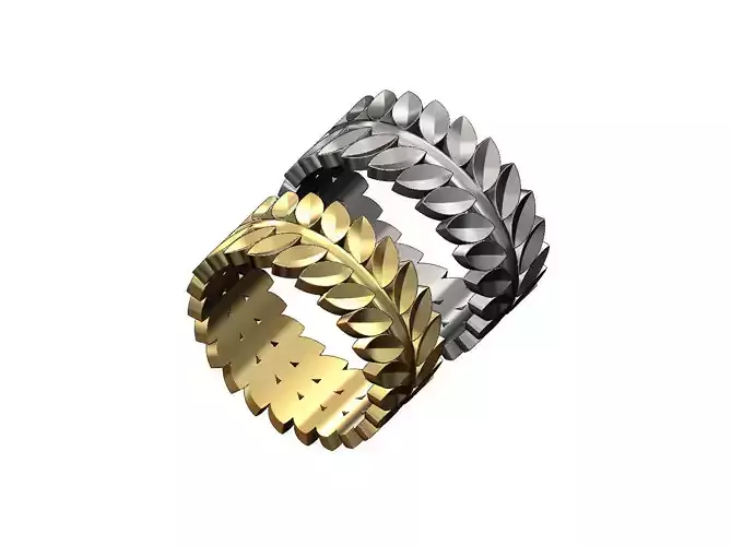 Double row eternity leaf motif band US size 5to13