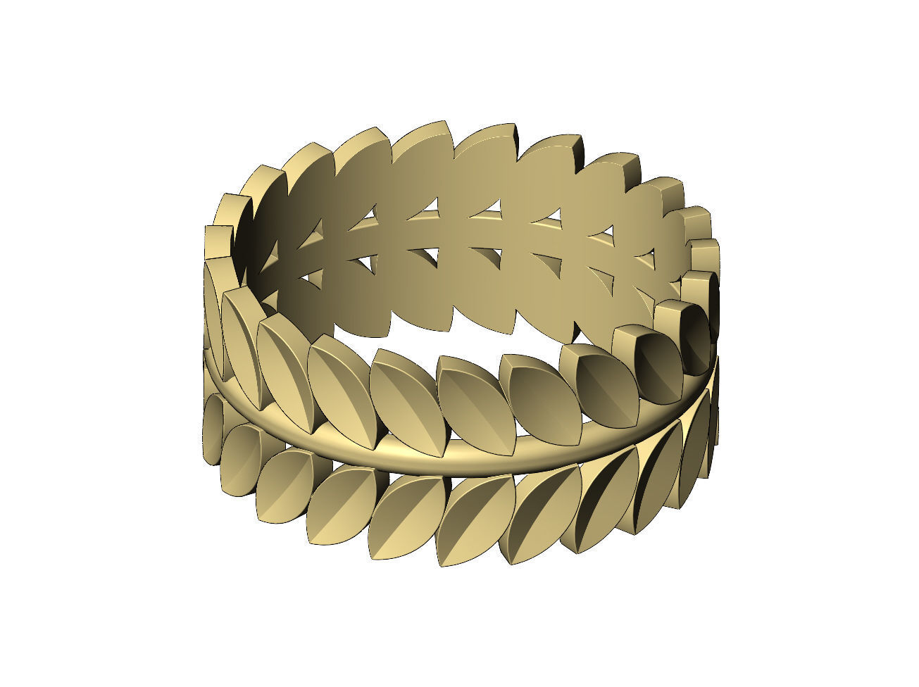 Double row eternity leaf motif band US size 5to13 3D print model_4