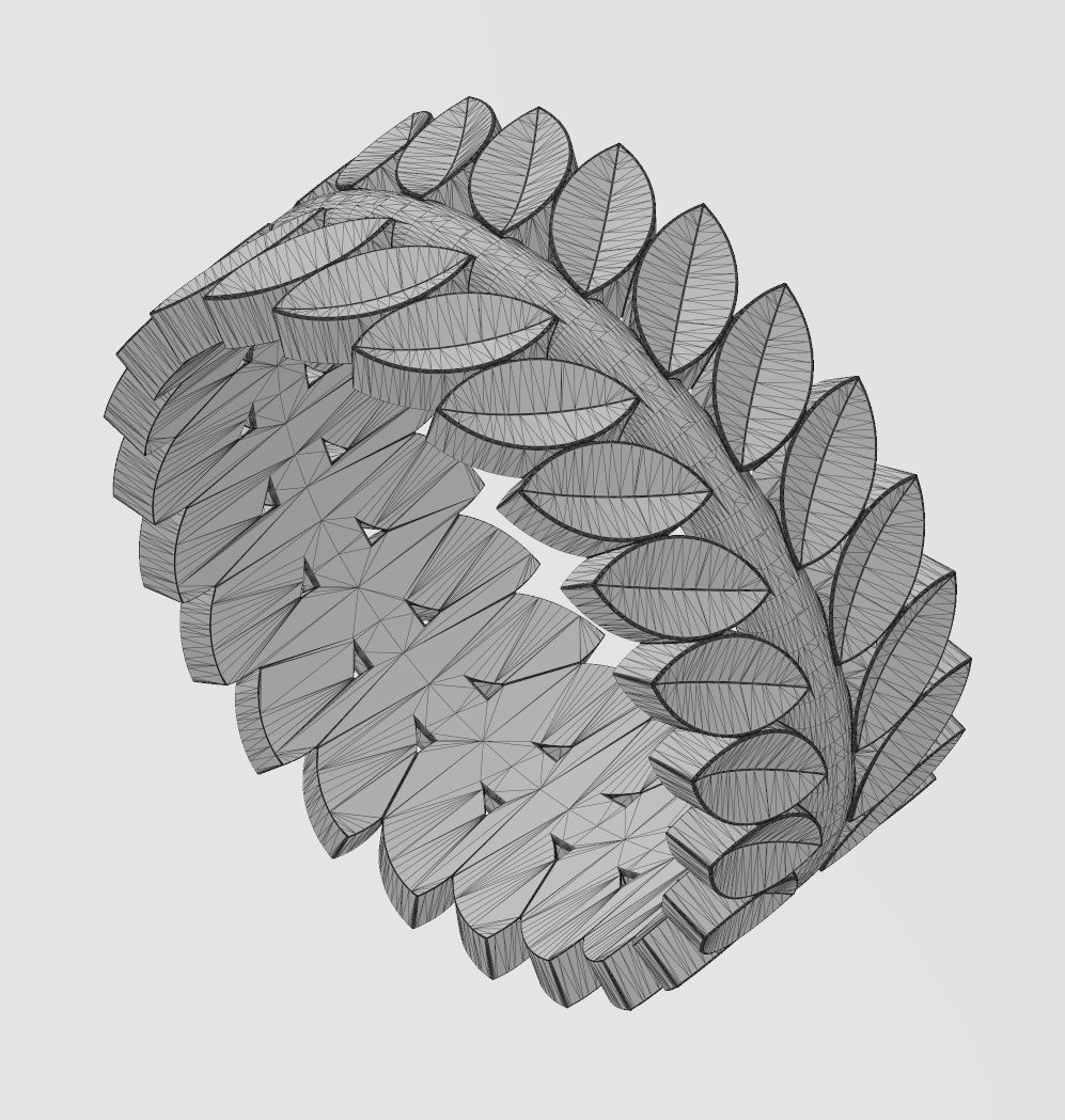 Double row eternity leaf motif band US size 5to13 3D print model_12
