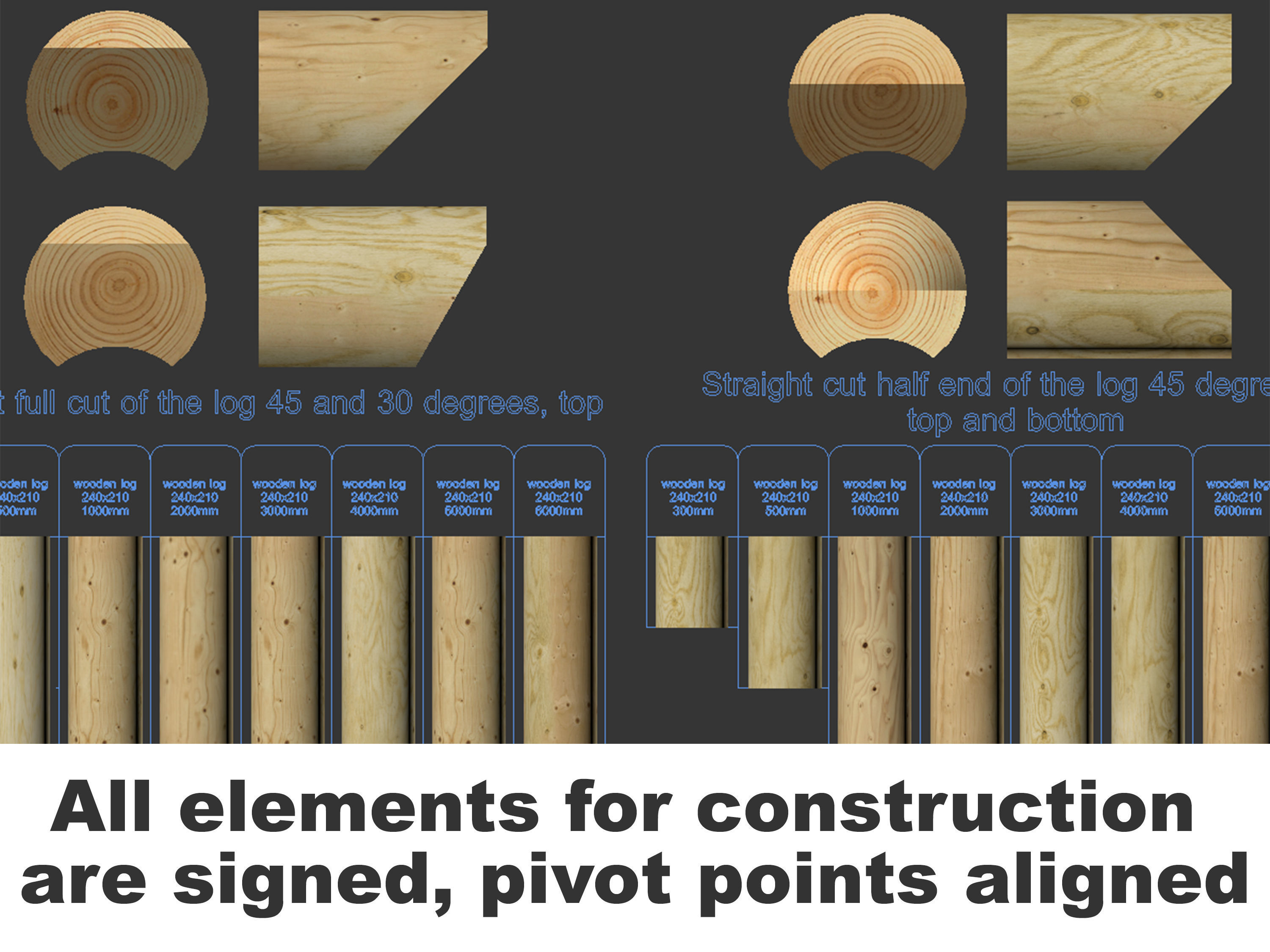 Log house constructor kitbash 3D model_4