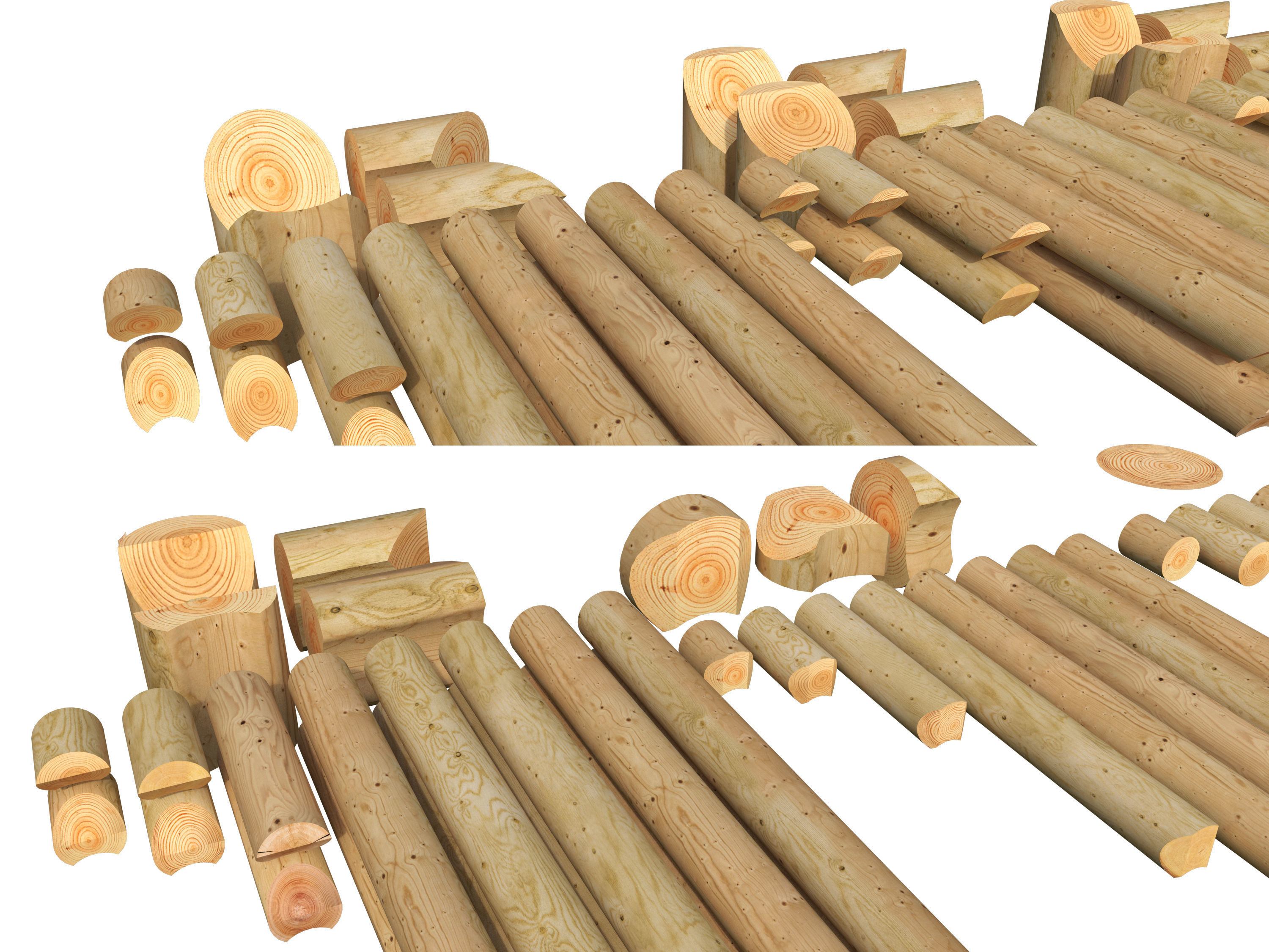 Log house constructor kitbash 3D model_7