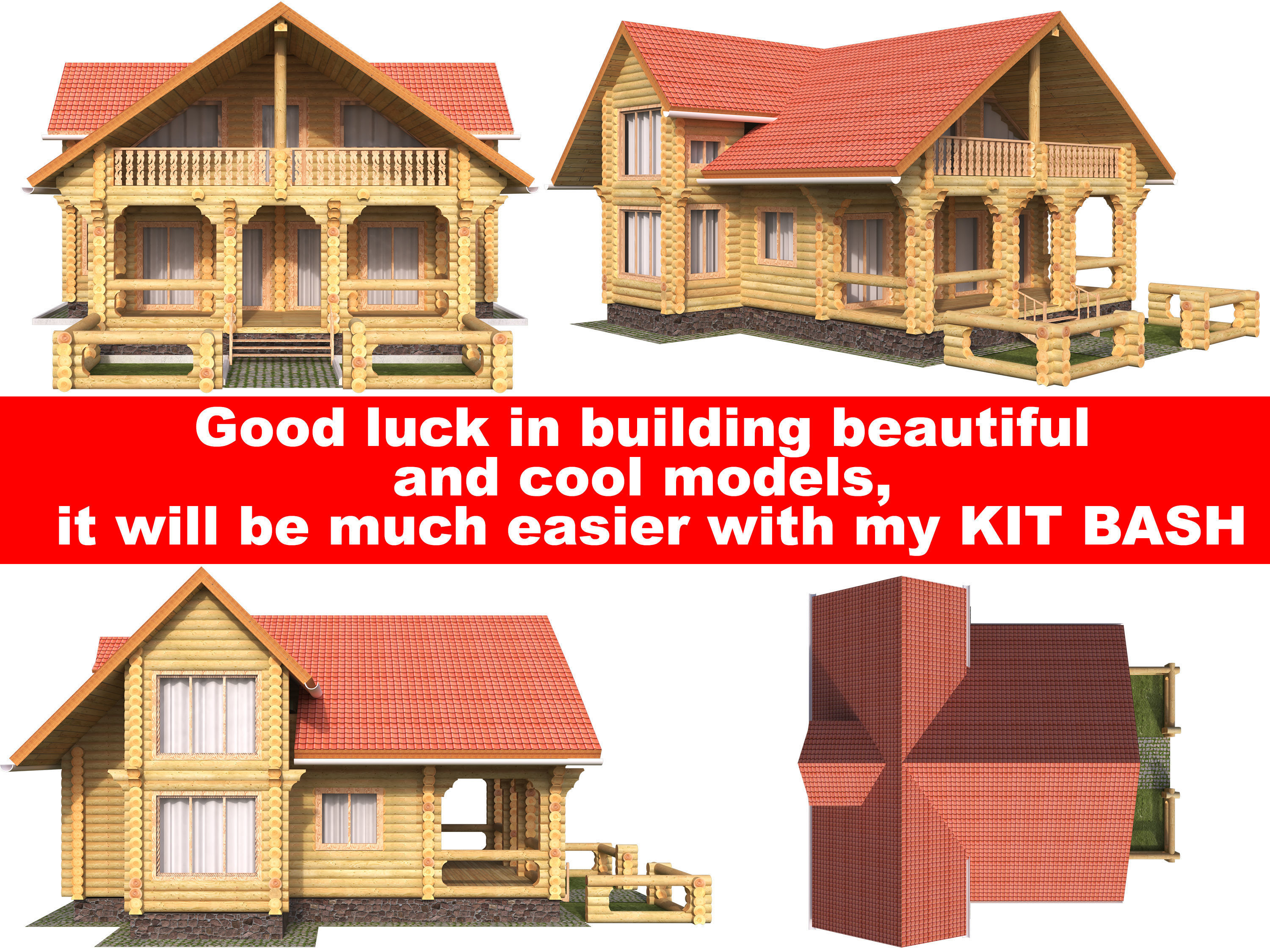 Log house constructor kitbash 3D model_22