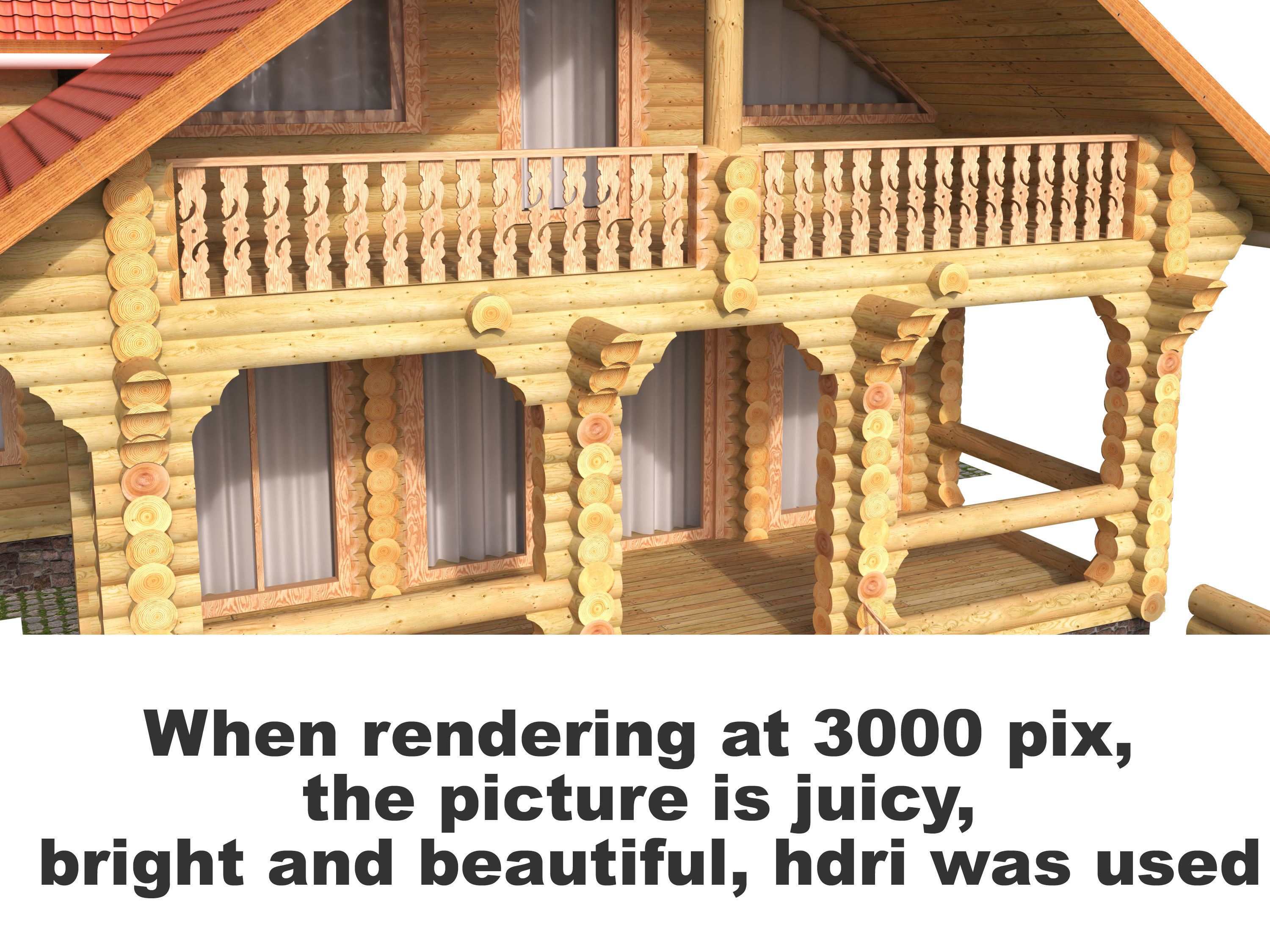 Log house constructor kitbash 3D model_2