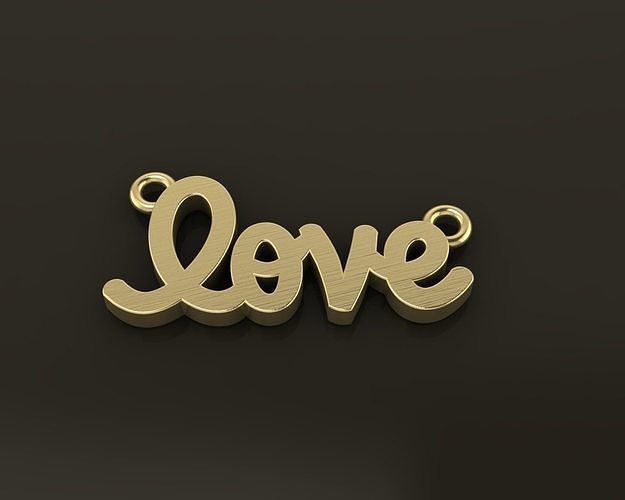 LOVE CURSIVE PENDANT 16MM LENGTH WIDTH SMALL SIZE  3D print model