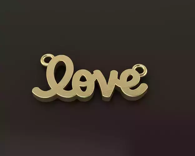LOVE CURSIVE PENDANT 16MM LENGTH WIDTH SMALL SIZE  3D print model