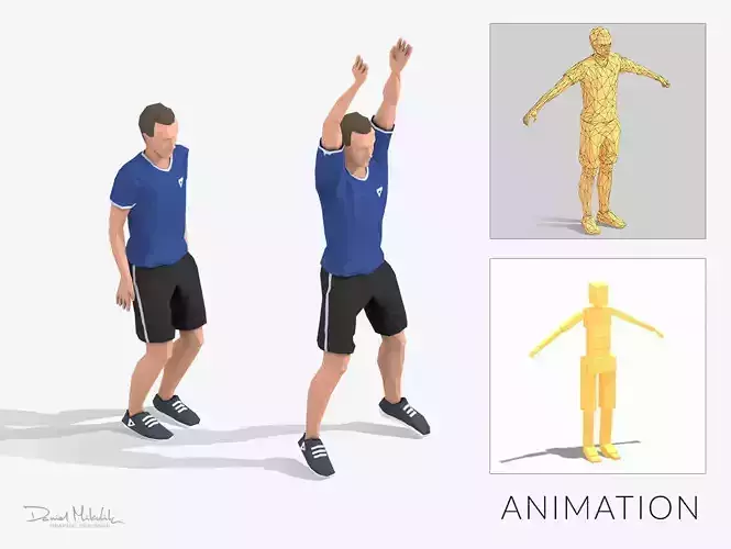 Jumping Jacks  Exercise Man Animation Low-poly 3D model