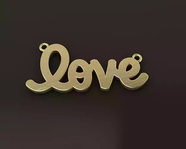 LOVE CURSIVE PENDANT 30MM WIDTH LENGTH MID SIZE 3D print model